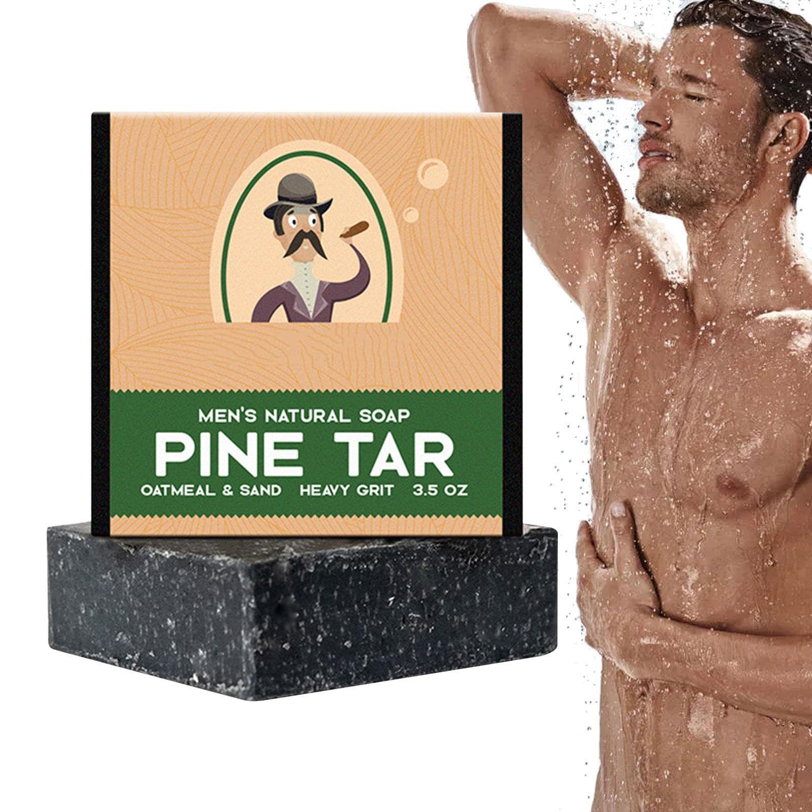 Azonee Natural Pine Tar Soap For Men, Oil Control Soap, Deep Cleanse Bar Soap, Cold Process Pine Tar Soap, Handmade Natural Bar Soap For Skin Dirt And Oil, Moisturizing, Brightening skin