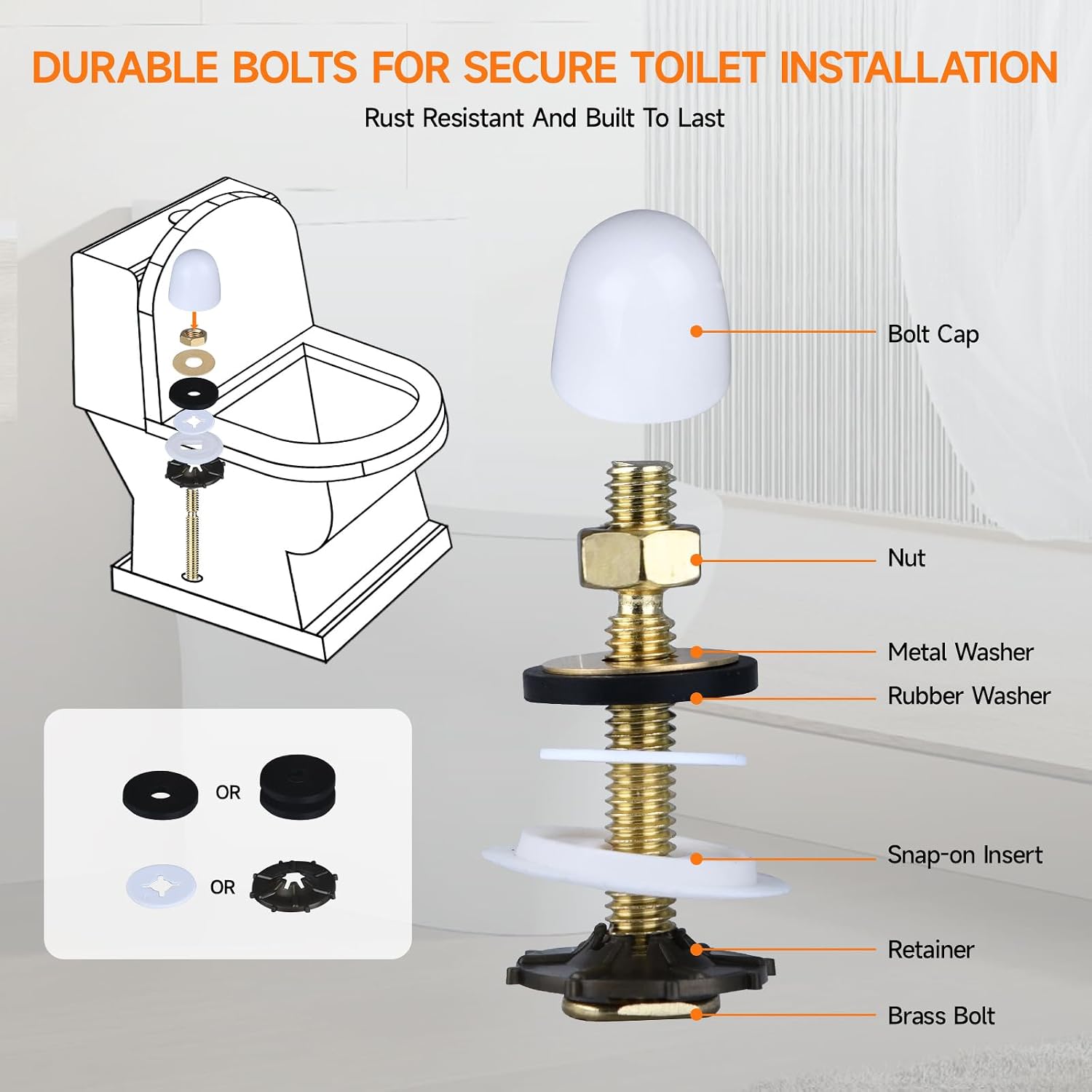 Jamini 1.18” Thick Toilet Wax Ring Kit for 3” & 4” Drain Pipes | Leak-resistant seal, fits 3" & 4" drain pipes, above-floor & horizontal flanges, Includes brass bolts, nuts and washers