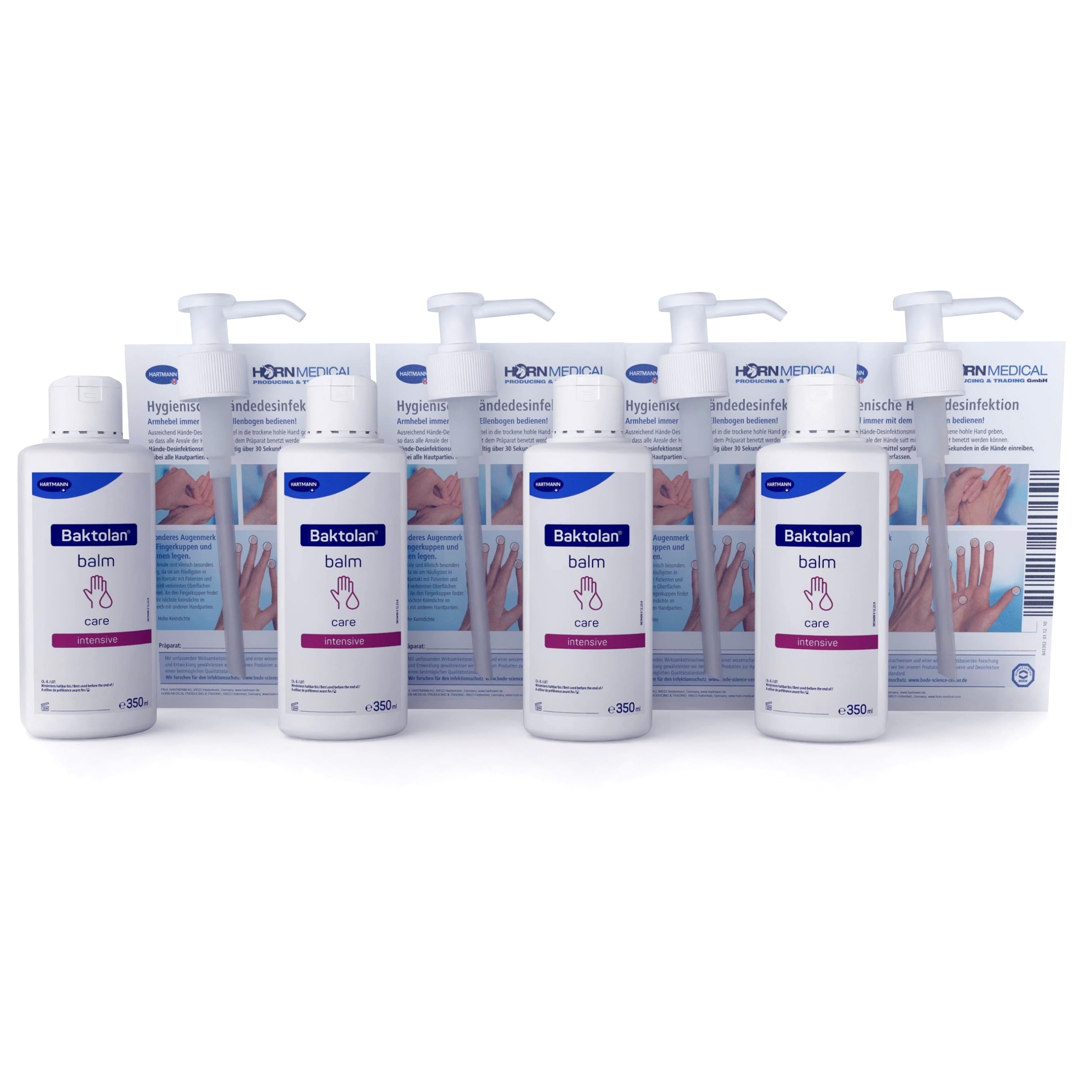 Dosierpumpe mit intensiv pflegendem Wasser-in-Öl Hautbalsam Baktolan Balm (4 x 350 ml)