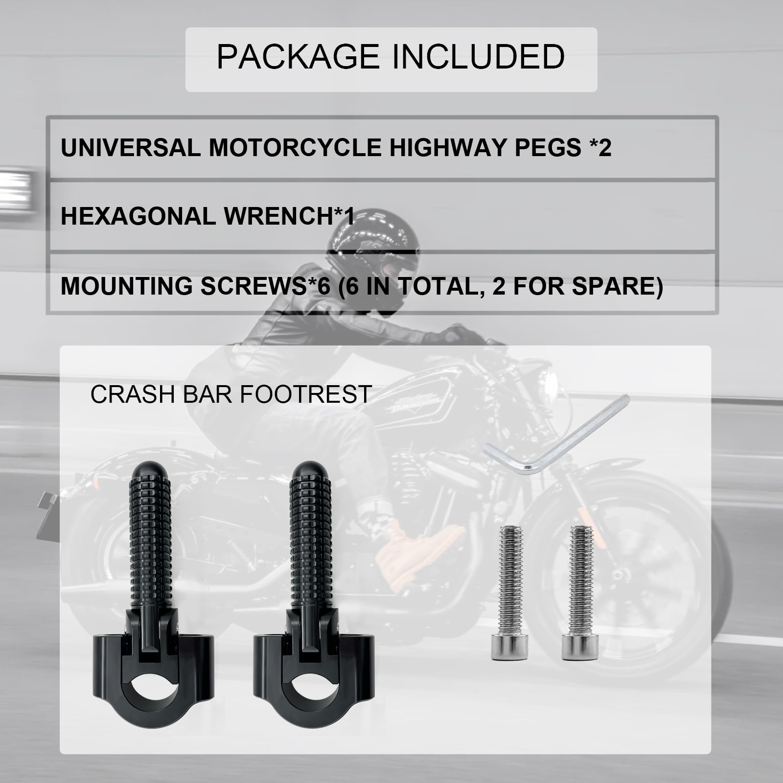 Universal Motorrad Highway Pegs Fußrasten Sturzstange Fußstütze Beifahrerpedal CNC Aluminium Kompatibel mit Dyna Grom Ninja 400 CRF300L TW200 Iron 883, faltbare Fußrasten 22 mm - 32 mm 7/8-1,25 Zoll