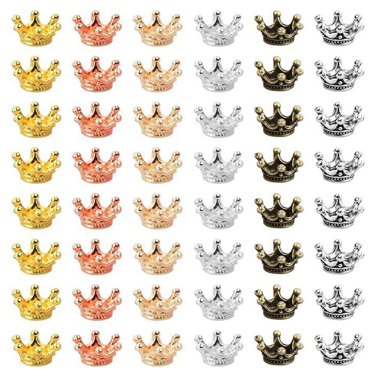 Yhplxyuus 120pcs Hollow Crown Charm 6 Color Pendants Jewelry Making Craft Necklace Earrings Accessories Supplies Crown Charm for Jewelry Making