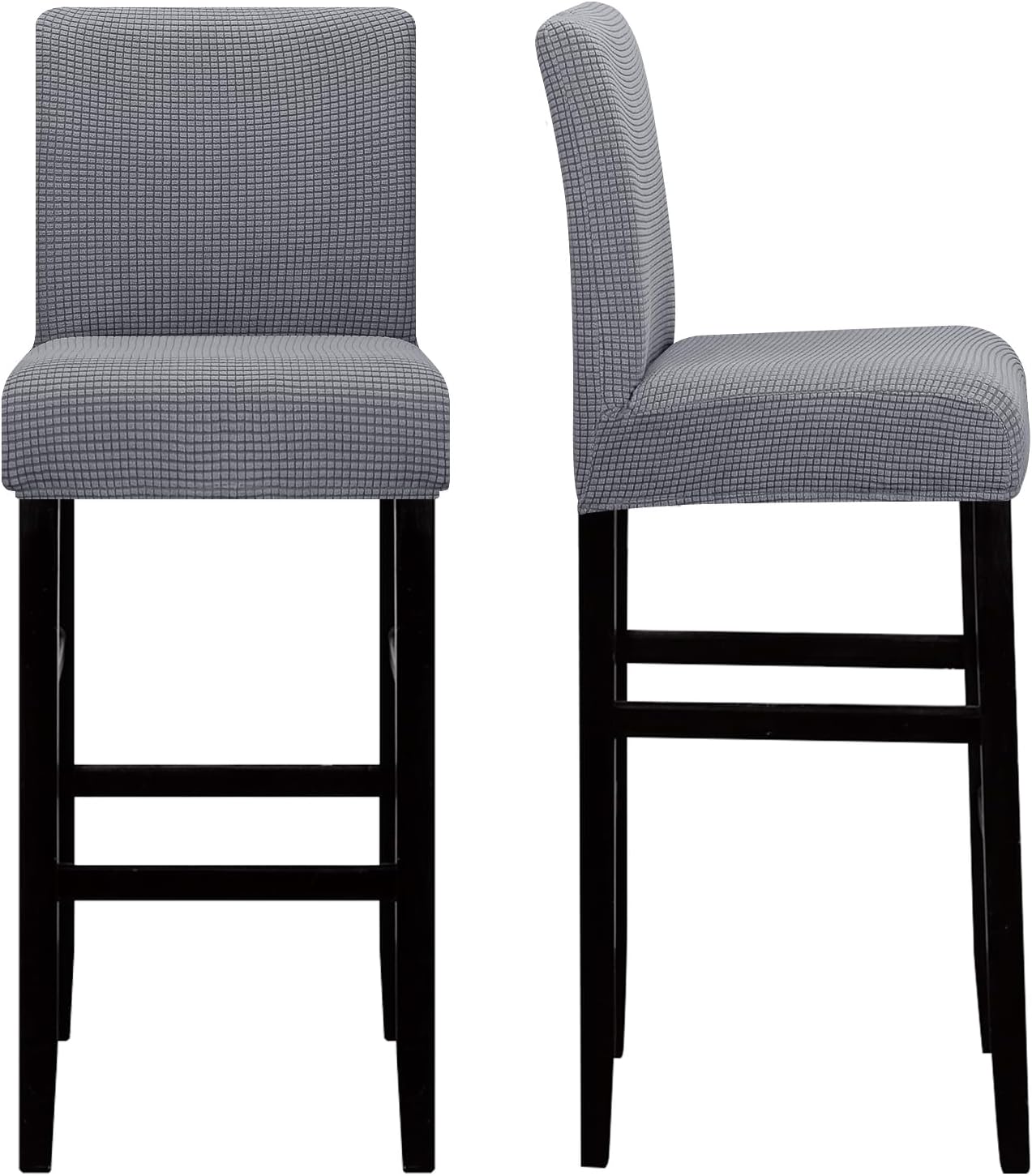 Lellen Reusable Pub Counter Stool Chair Covers Slipcover Stretch Removable Washable Dining Room Chair Covers Bar Stool Covers Bar Chair Covers Barstool Slipcover Set of 2（Lightgrey）