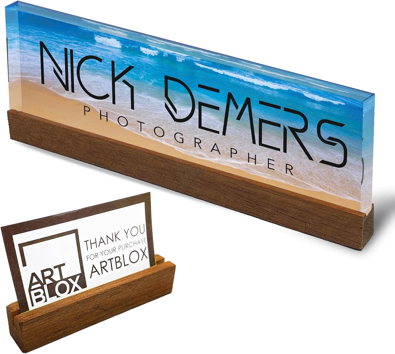 Artblox Personalized Name Plate For Desk | Black & White Marble Design On Clear Acrylic Glass | Custom Plaque Desk Name Plate Personalized Your Name And Credentials Office Office Sign Engraved Plaque