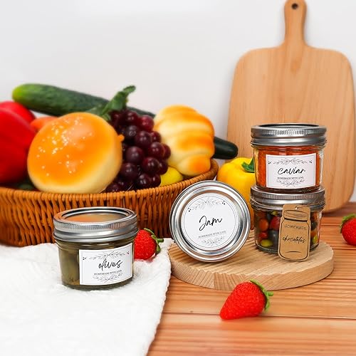 Miniatura 6 de Eathtek Mini tarros Mason con tapas regulares, paquete de 8, tarros de vidrio pequeños de 4 onzas para almacenamiento de gelatina, hierbas, especias