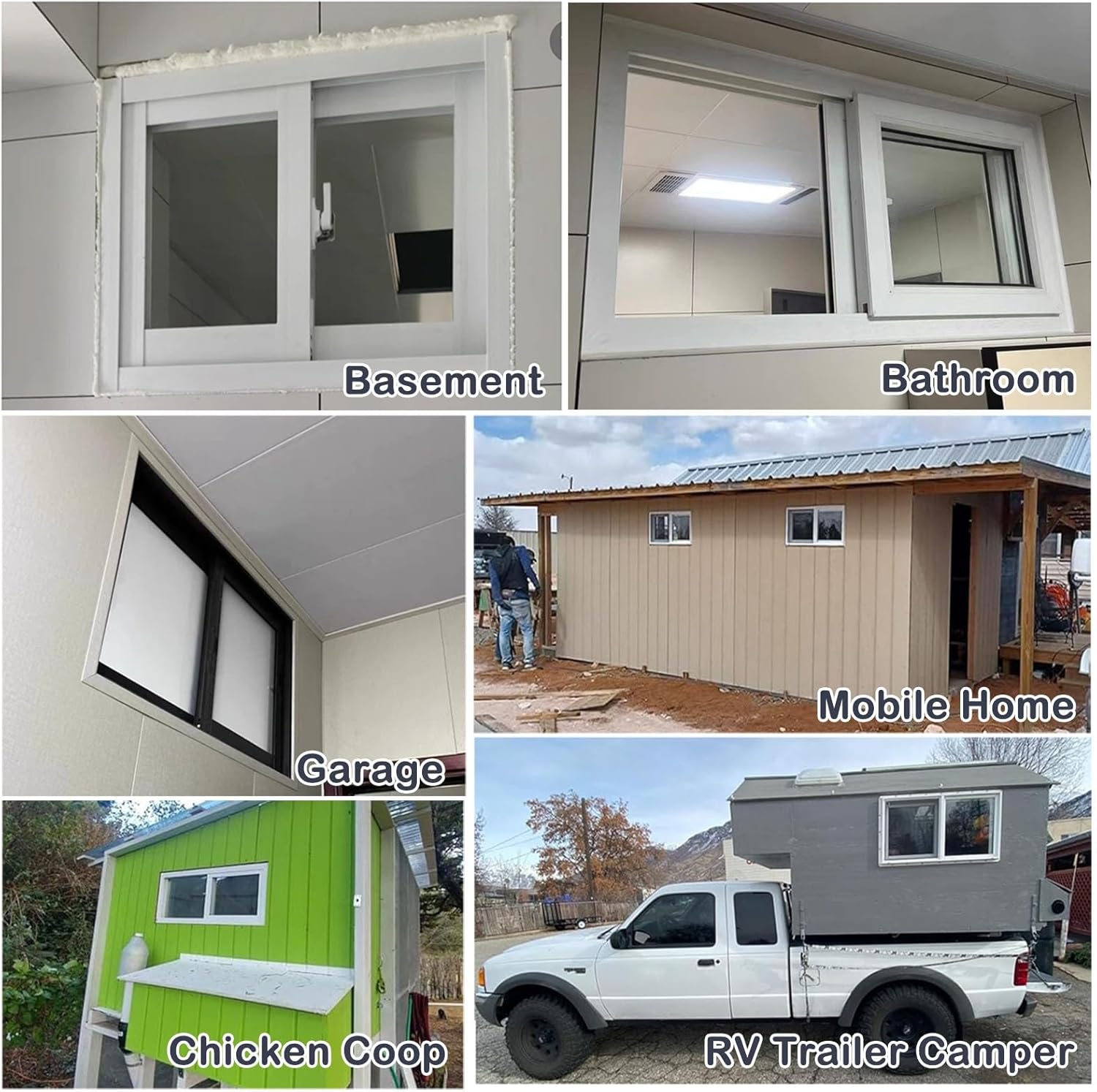 White Bathroom Windows for Privacy and Ventilation, Horizontal Sliding Aluminum Window with Frosted Glass & Screens, Large Small Household Window(WxH 24x12in/60x30cm)