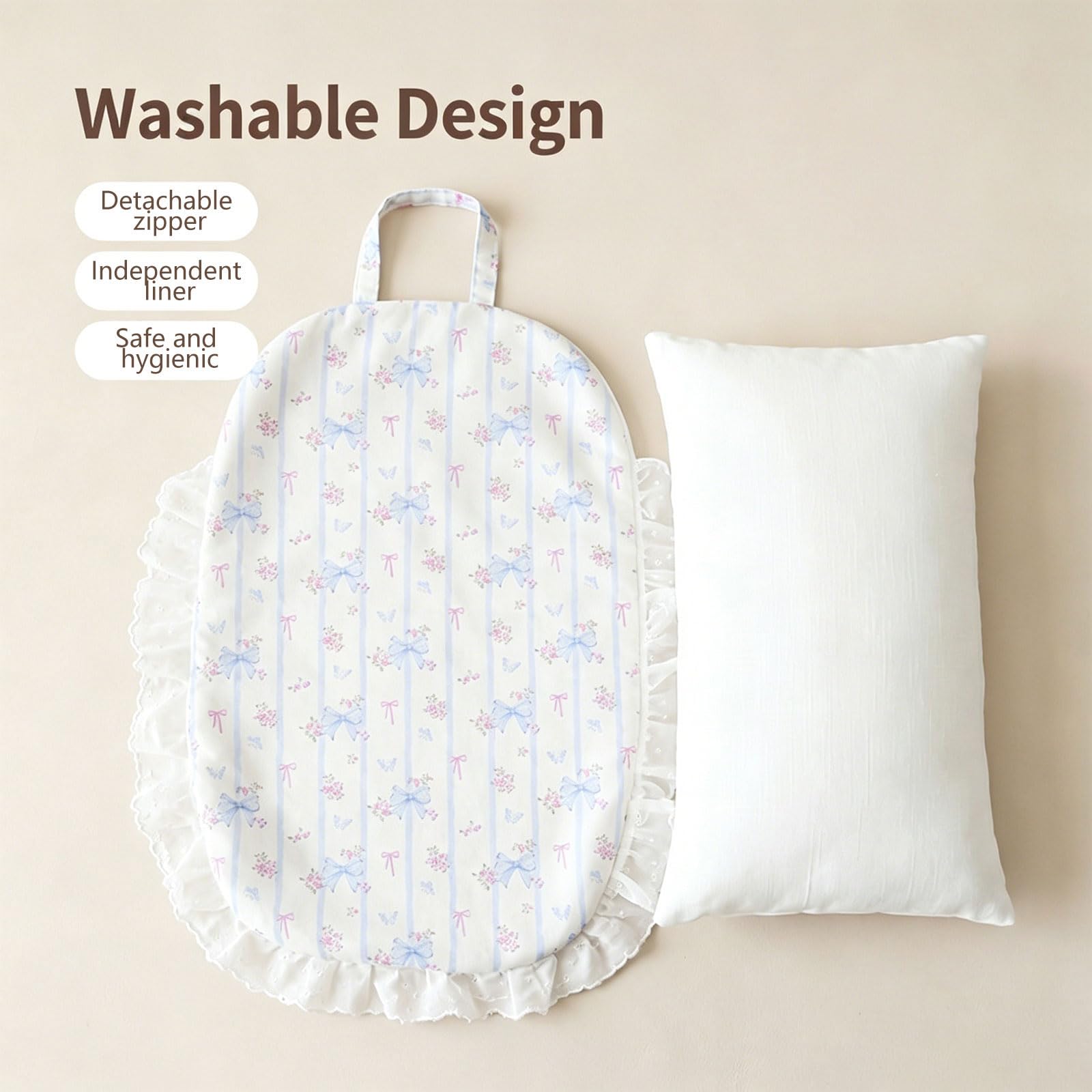 3-teiliges Haustier Kinderwagen Matten Kinderwagen Bettwäsche Set, weiches, stützendes Kissen mit Sicherheitsbarriere Design für leicht waschbares Haustier Kinderwagen Zubehör