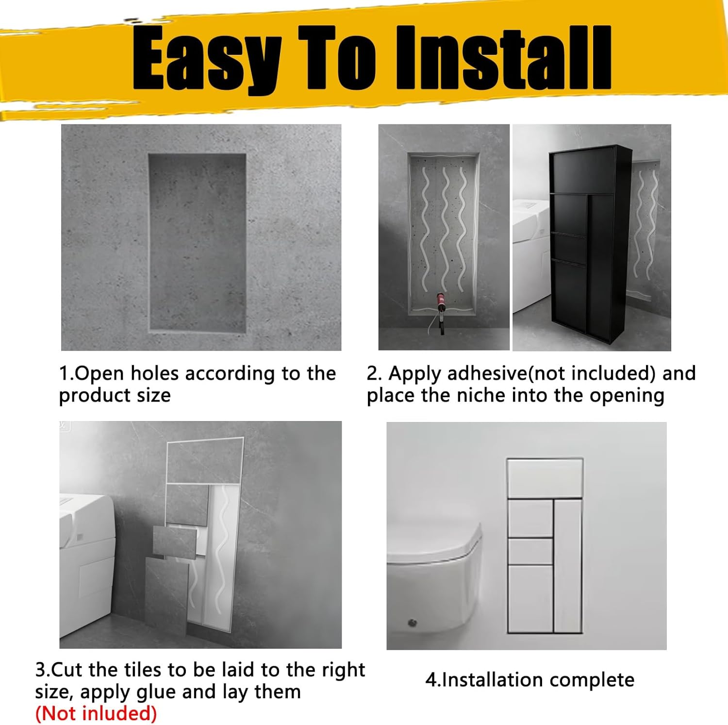 Invisible Wall-Mounted Tissue Holder Trash Can Combo, Tile in Shower Niche with Dispense，Bathroom Cabinet for Bathroom Renovation(White)