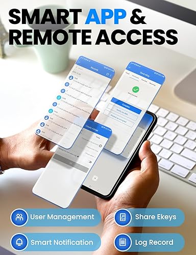 Miniatura 4 de Cerradura inteligente, cerradura de puerta de entrada sin llave 7 en 1, cerradura de puerta de huellas dactilares con teclado de pantalla táctil,