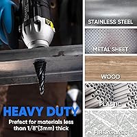 Vista 7 de toolant - Broca de cuatro espirales de cobalto (Pro), broca de paso Unibit lista para impacto, 14"-1-18", broca de paso hexagonal de 14 pulgadas