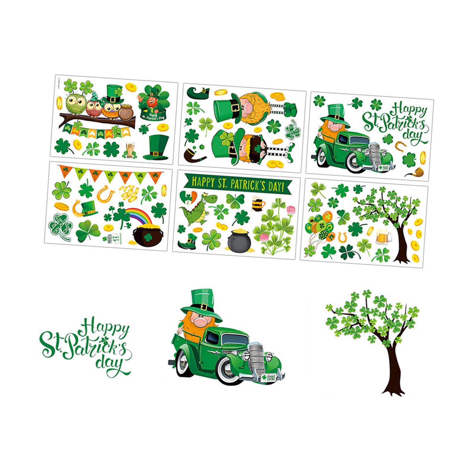 CAZSTYK Shamrocks Window Sticker Easy Peeling and Stick PVC Decal Clings for Patrick ' s Day Glass Holiday Decors Holiday Clings