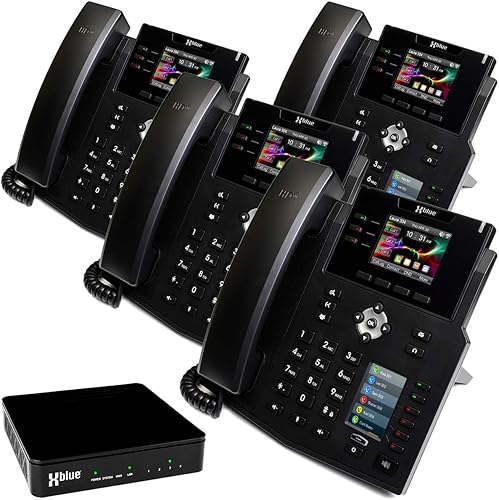 Xblue QB1004 - Paquete de sistema QB con 4 teléfonos IP IP9g, incluyendo asistente automático, correo de voz, extensiones de teléfono celular y