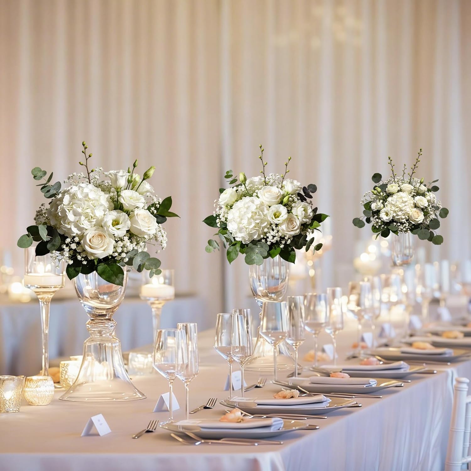 3Pcs 21 Inch White Faux Hydrangea Flowers, 3D Moisturizing Real Touch Latex Fake Flowers with Stems, for Wedding Bouquets Home Table Centerpieces Party Decor (White) - Image 7