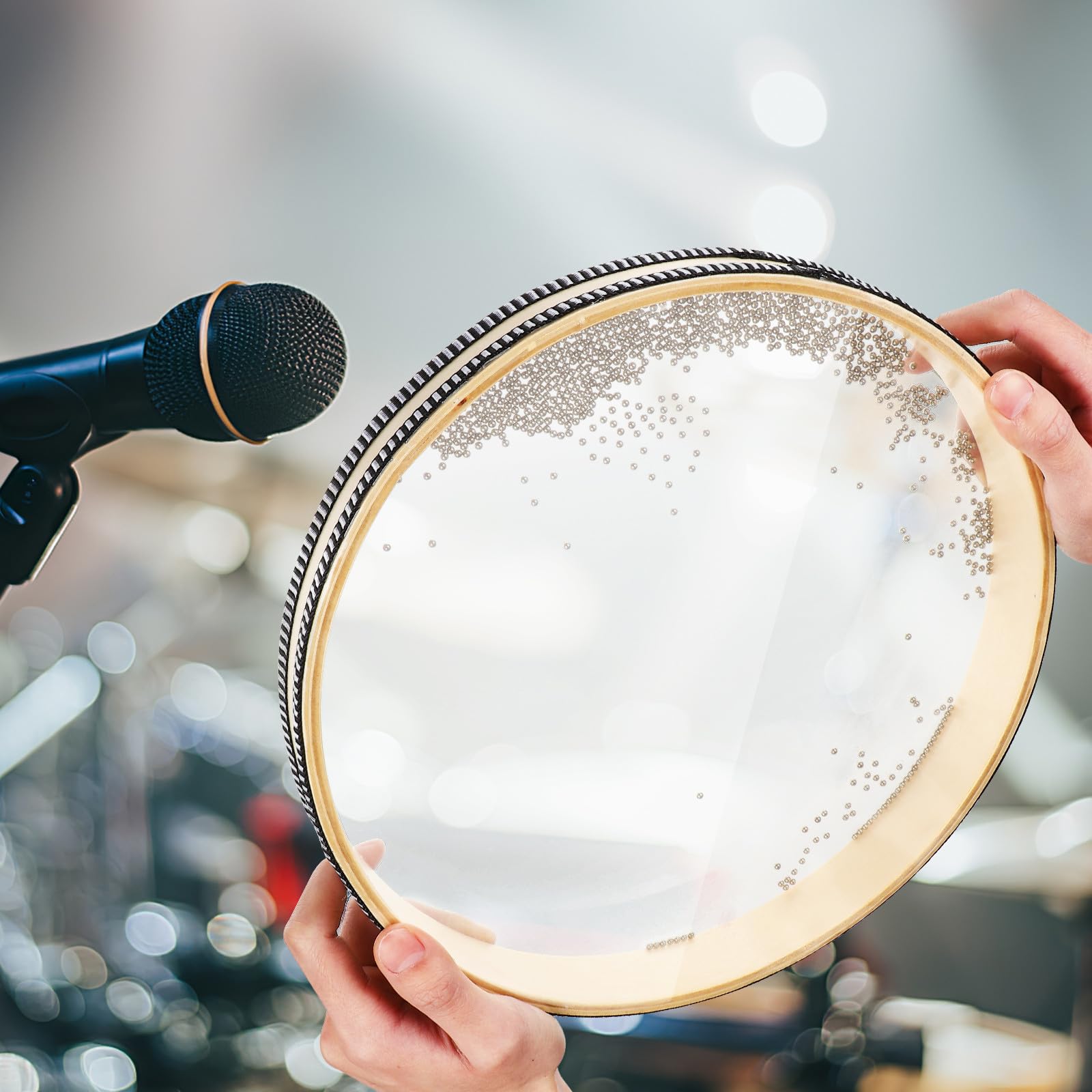 Tamburi Oceanici Trasparenti 2 Pezzi 8 12 con Suono Autentico delle Onde Tamburo a Onda in Legno e Plastica Resistente per Meditazione Educazione Musicale e Rilassamento