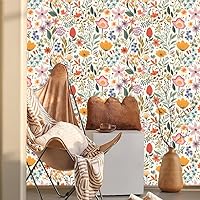 Vista 21 de Boho Wave Leaf Geometric Wallpaper, Cream PVC, Peel and Stick, Removable, Renter Friendly, Vintage, Modern, Easy DIY, 1 Roll = 17.71x118.1in