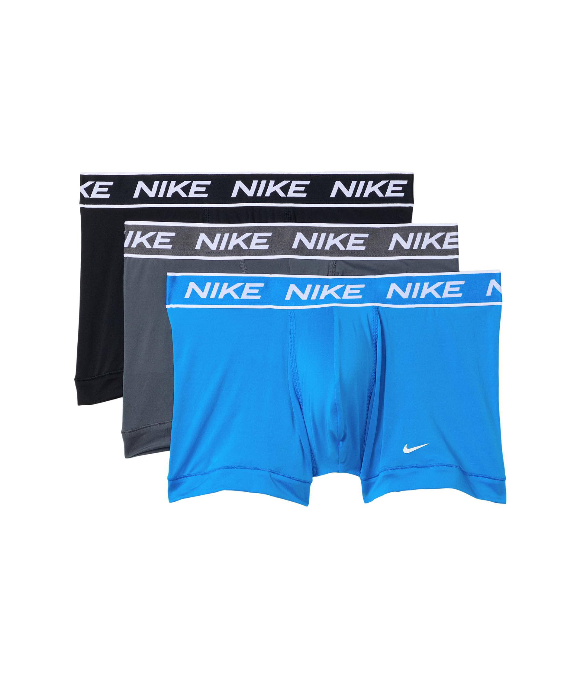 Nike Men's All Day Micro Stretch Trunk Underwear (3-Pack), Photo Blue/Iron Grey/Black, S