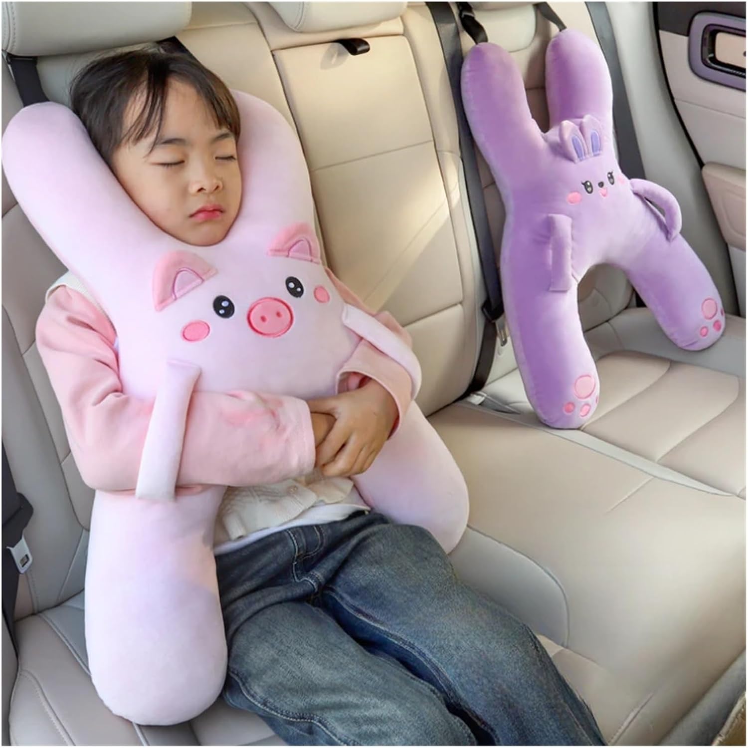 2026 Car Fit for Seat Neck Pillow for Kids Sleep Support intercep Head Leaning Headrest for(White)