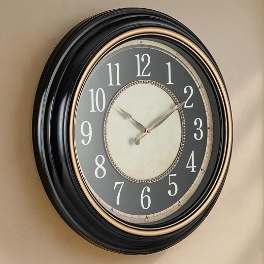 Pacific Bay Norden Huge Decorative Light Weight 23 inch Wall Clock Silent, Non Ticking, 3 D Dial