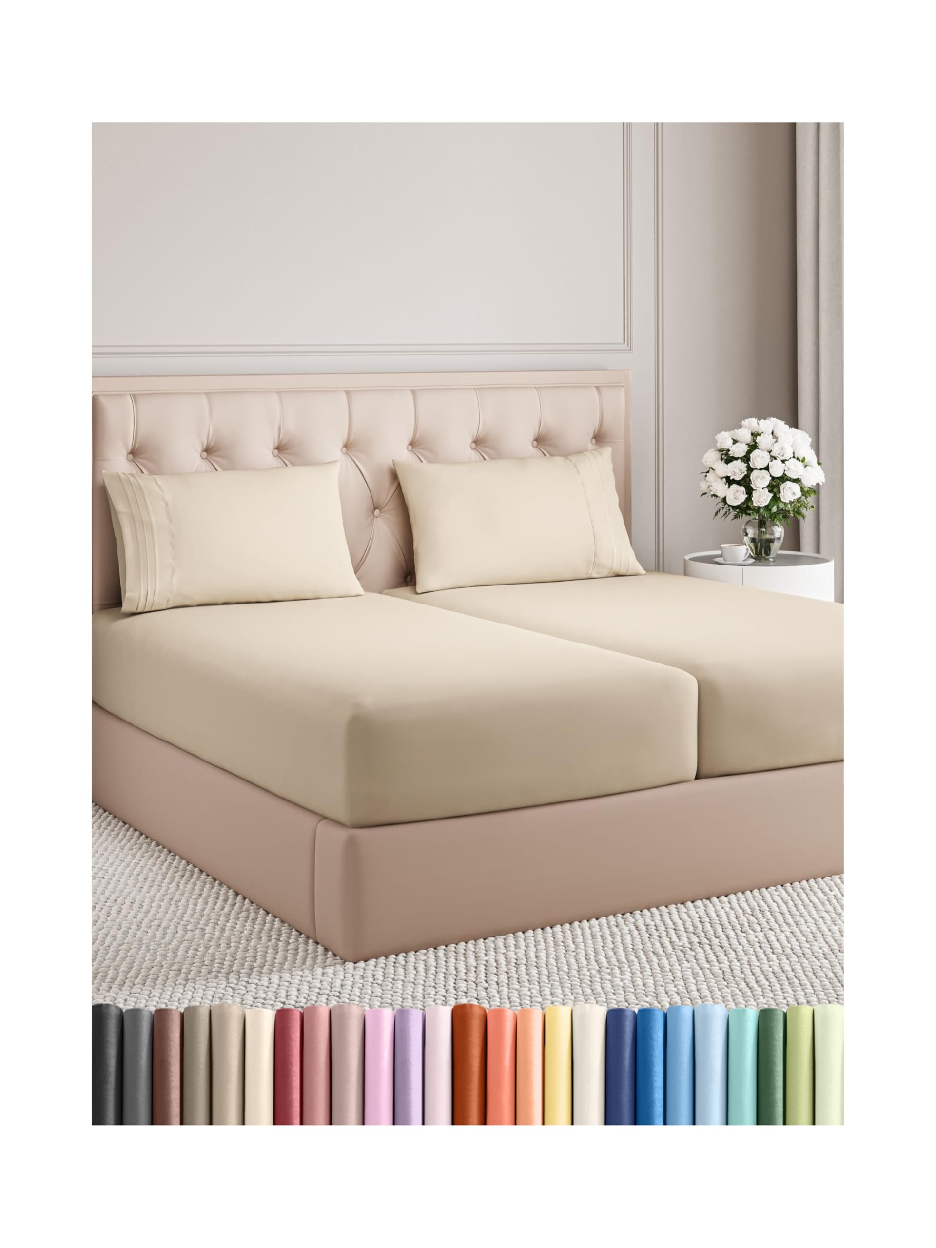 split king size 5 piece sheet set - comfy breathable & cooling bed sheets set - hotel luxury bedding for women, men, kids, teens, boys & girls - deep pockets, soft and wrinkle free - oeko-tex - wheat