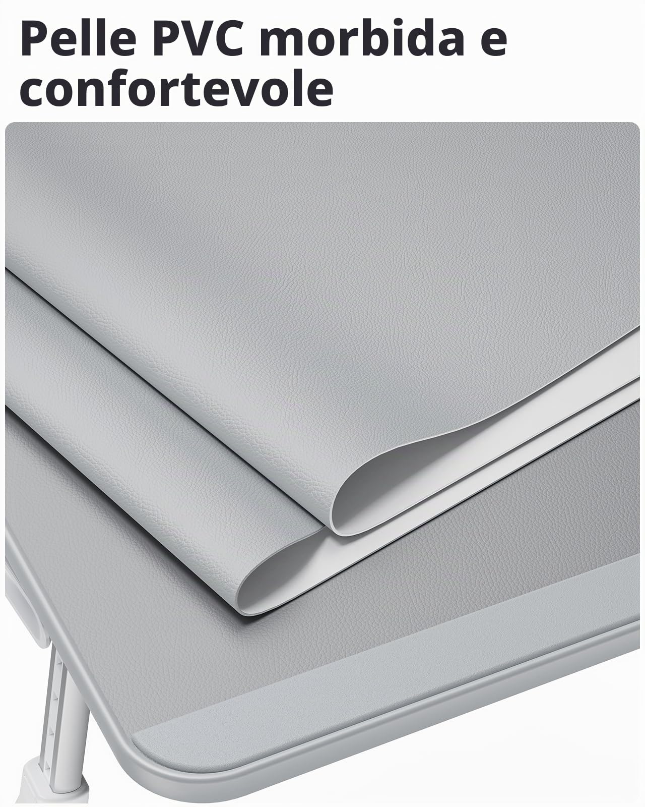 Tavolo da letto, SAIJI Lap Desk, pelle resistente, altezza e angolo di inclinazione, pieghevole, fermo anticaduta, fino a 17in notebook, per letto, divano, tavola (Grigio, 52 * 30cm)