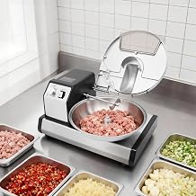Commercial Food Processor 250W Electric Meat Grinder and Vegetable Chopper with 5L Stainless Steel Bowl, 100lbs/hr Output, Heavy Duty Mincer for Restaurant, Hotel, Snack Bar, Canteen, Silver