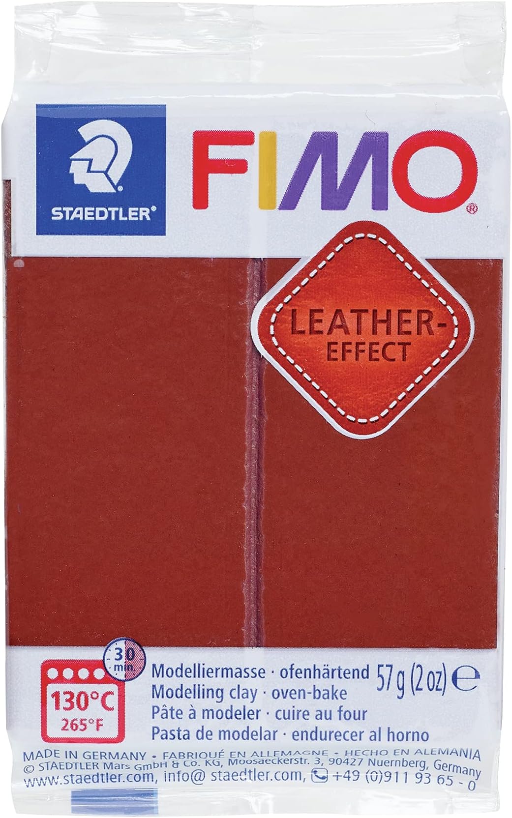 Fimo Leather Effect Polymer Clay 2oz-Nut Brown EF801-779
