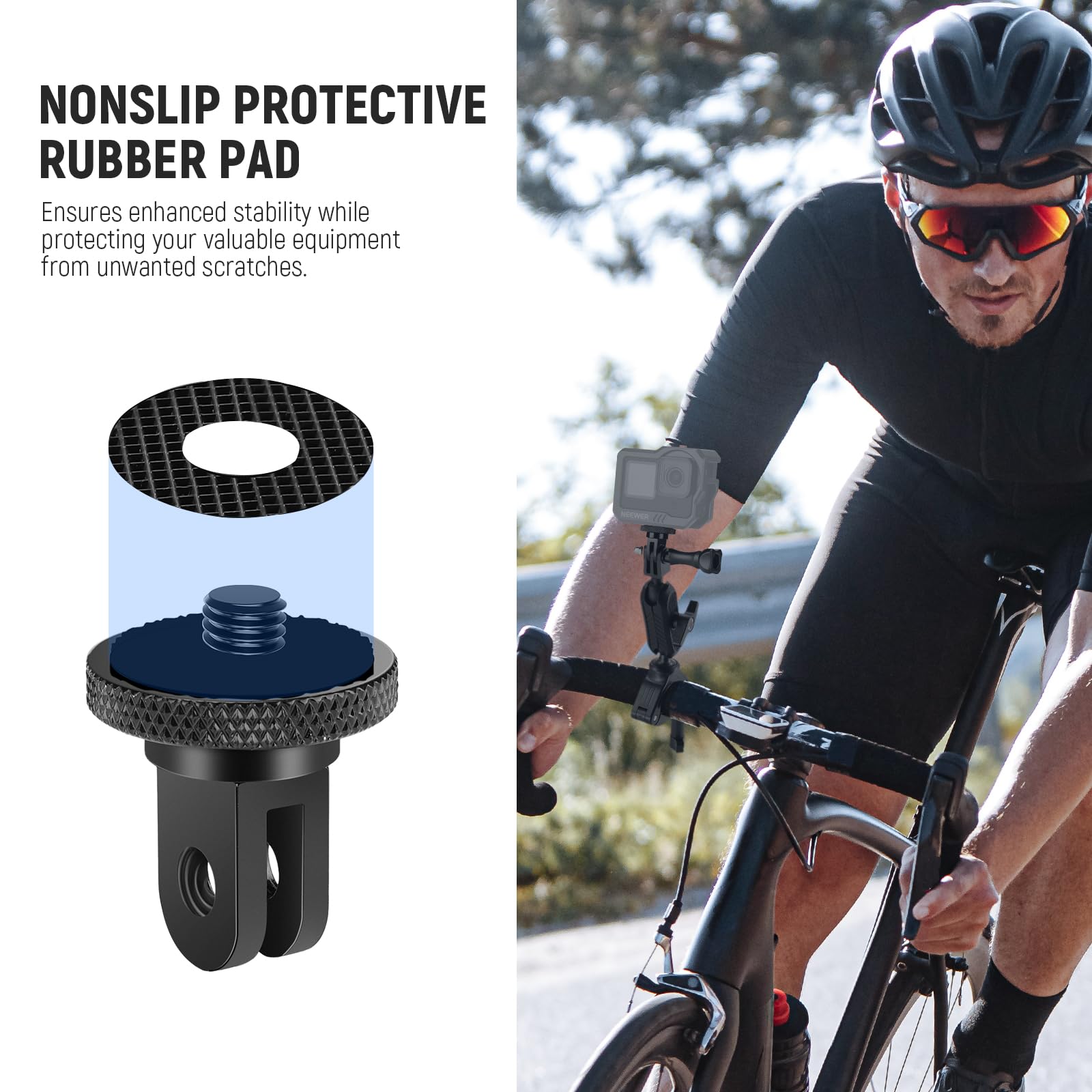 NEEWER Adapter do statywu Action Camera ze śrubą 1/4"-20, akcesoria ze stopu aluminium, kompatybilny z Insta360 X5 X4 X3 GoPro Hero 13 12 dji Osmo Action 5 Pro 4 3 AKASO APEMAN, GP-81