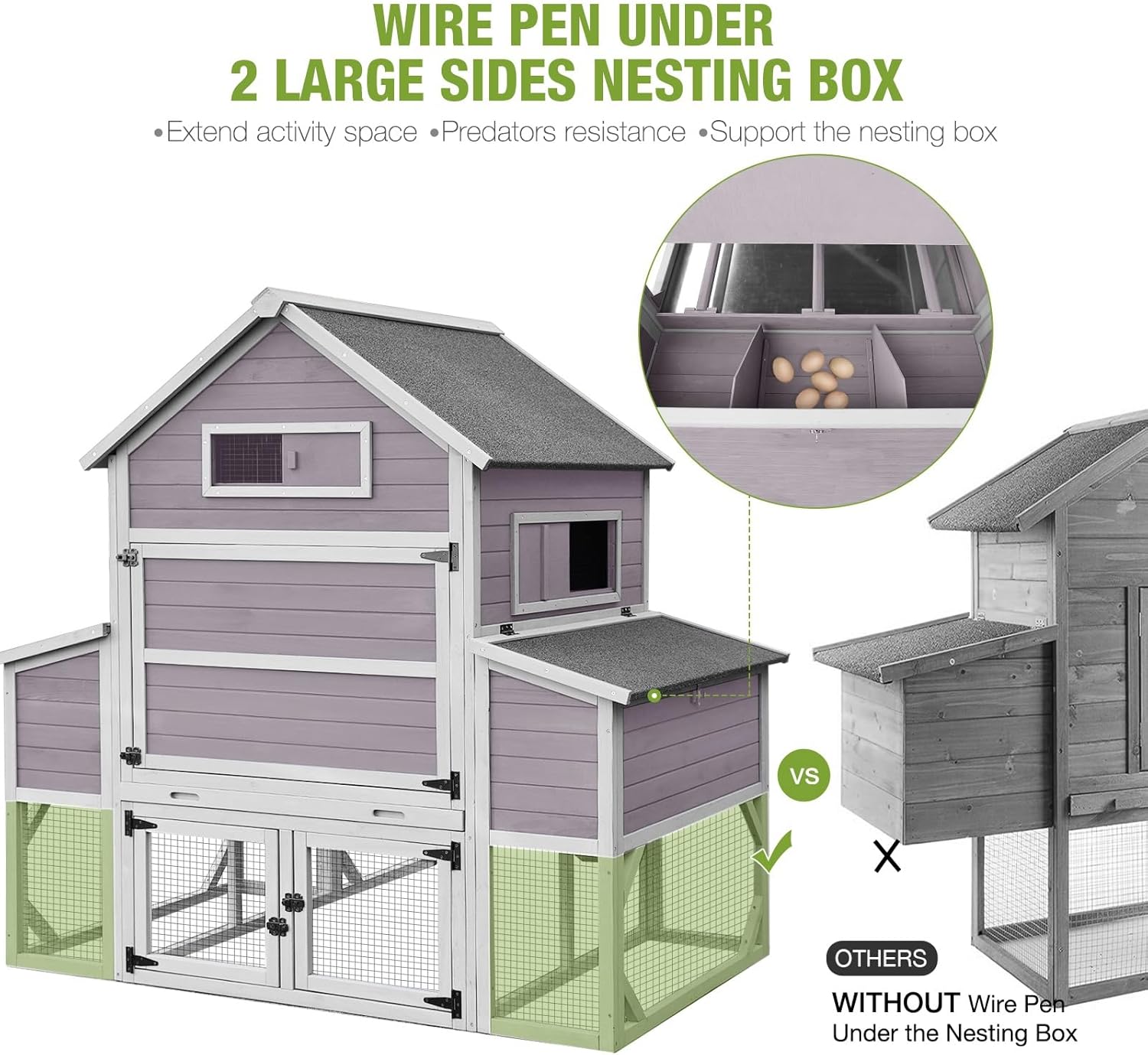 GUTINNEEN Chicken Coop 135" Super Large Wooden Chicken House Poultry Cage with Large Nesting Boxes,55ft²