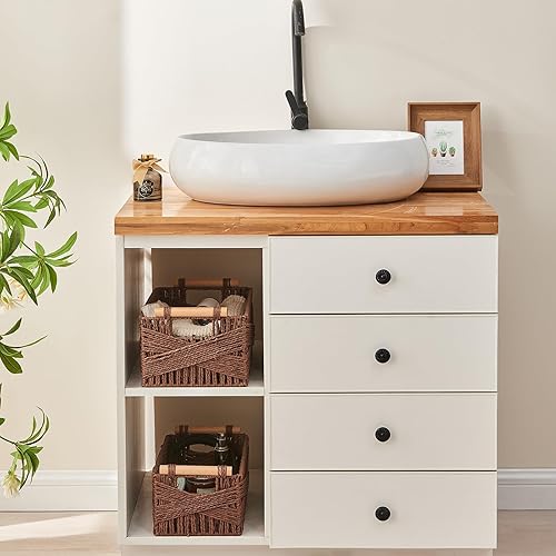 Miniatura 5 de Cesta de almacenamiento con asa, cesta rectangular grande de mimbre para organizar, cesta de almacenamiento de mimbre decorativa, cesta organizadora