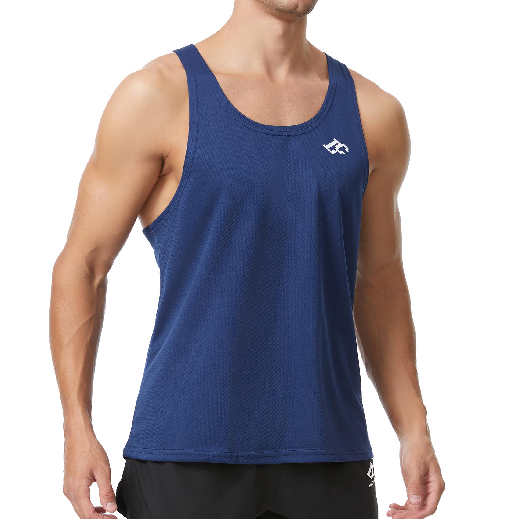 Camiseta sin Mangas para Hombre, para Entrenamiento atlético, de Secado rápido, con Espalda en Y, para Culturismo, Gimnasio, Chaleco Muscular Azul Marino L