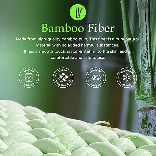 Miniatura 5 de MURT Hojas de tierra, 60% viscosa derivada de bambú, 30% algodón, 10% fibra de plata pura para un mejor sueño, lujosamente suave y refrescante,