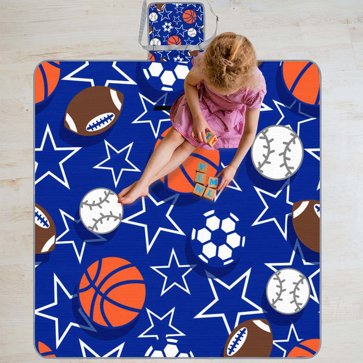 TropicalLife Sport Basket Picnic Coperta Sport Baseball Calcio Quadrato Impermeabile Pieghevole Indoor Outdoor Mat Tappeti per Spiaggia Campeggio Parco Famiglia Gathering Attività