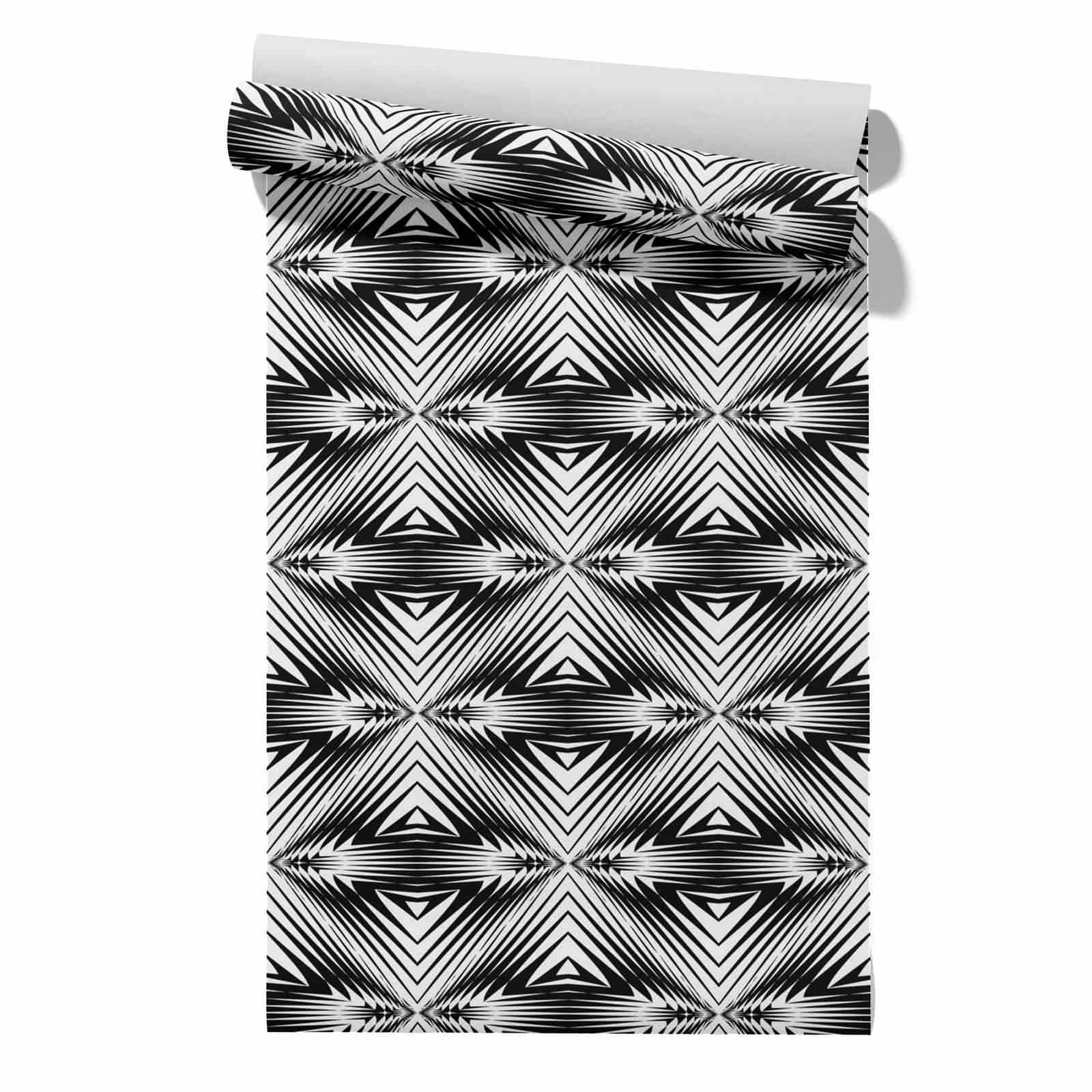 CEVAN Wallpaper Roll for Bedroom Geometric Art Modern Fashion PVC Border External Covering Black and White Peel Stick Vinyl Wrap Home Furniture 45x200cm