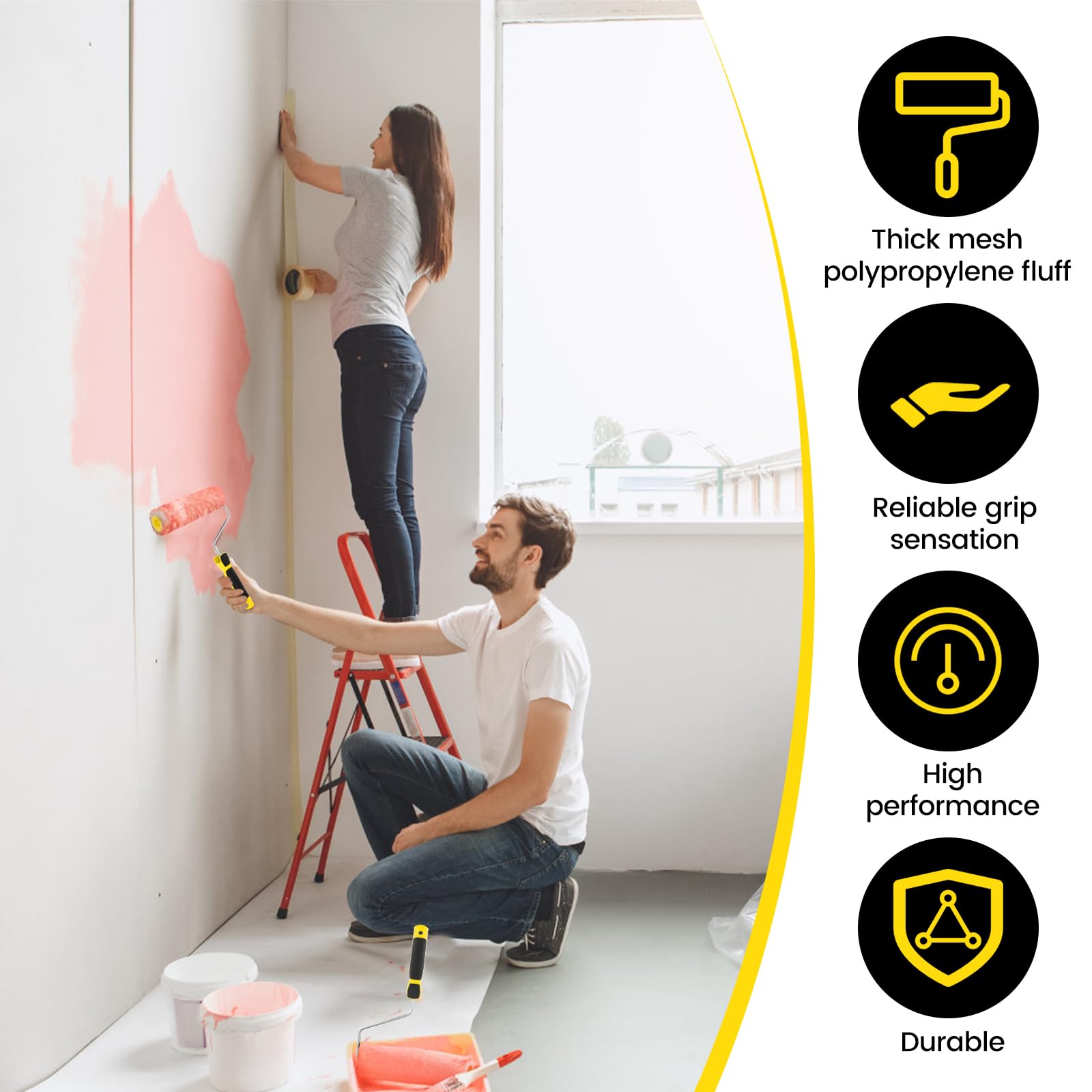 Rodillo de yeso compuesto de 9 pulgadas con mango ergonómico para paneles de yeso, rodillo de textura cómoda para aplicar manualmente para pared y superficie de techo