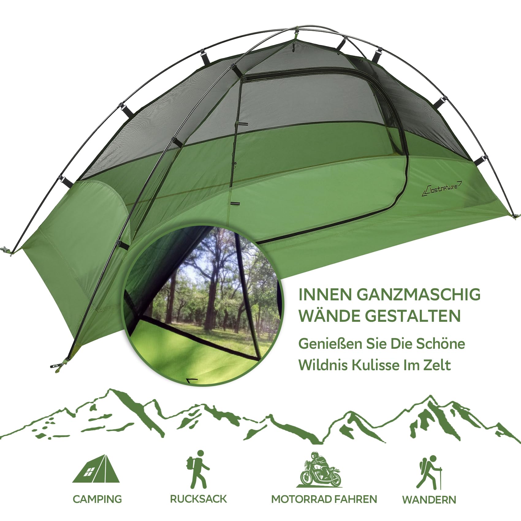 Clostnature Camping Zelt für 1/2/3/4 Personen - Wasserdichtes Campingzelt, Leicht mit Kleinem Packmaß, Winddicht, 3-4 Jahreszeiten Bikepacking Zelt, Geeignet für Trekking, Outdoor, Wandern, Kuppelzelt