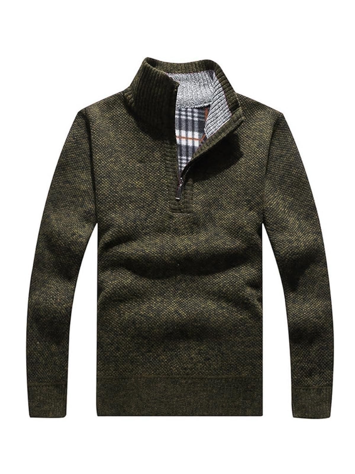 Les umes Herren Pullover mit halbem Reißverschluss Rollkragenpullover aus Strick Warmer langärmeliger Stehkragenpullover