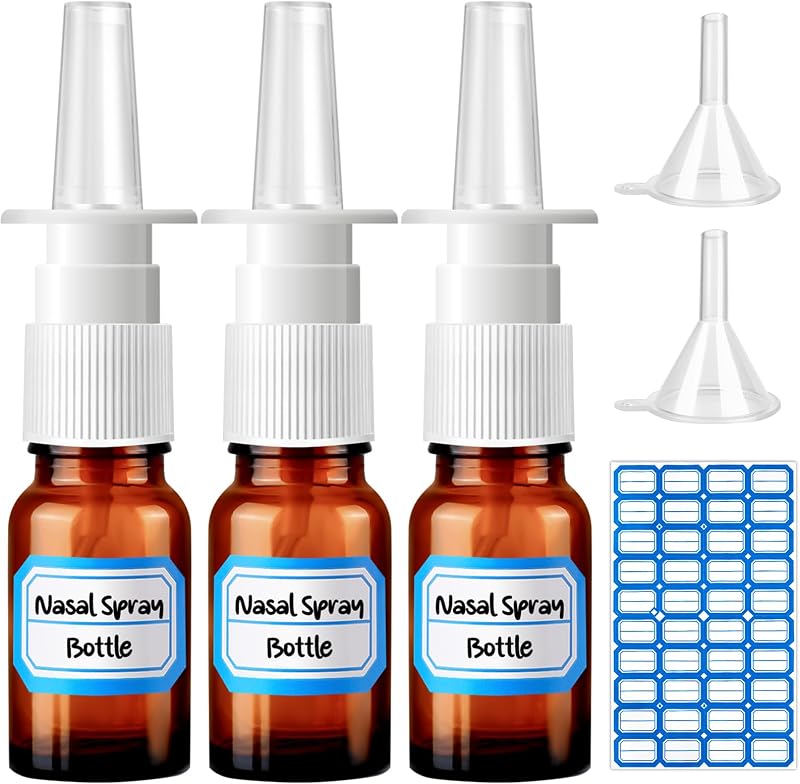 Frascos de spray nasal de vidro recarregáveis ZHWKMYP, 10 mL, pacote com 6