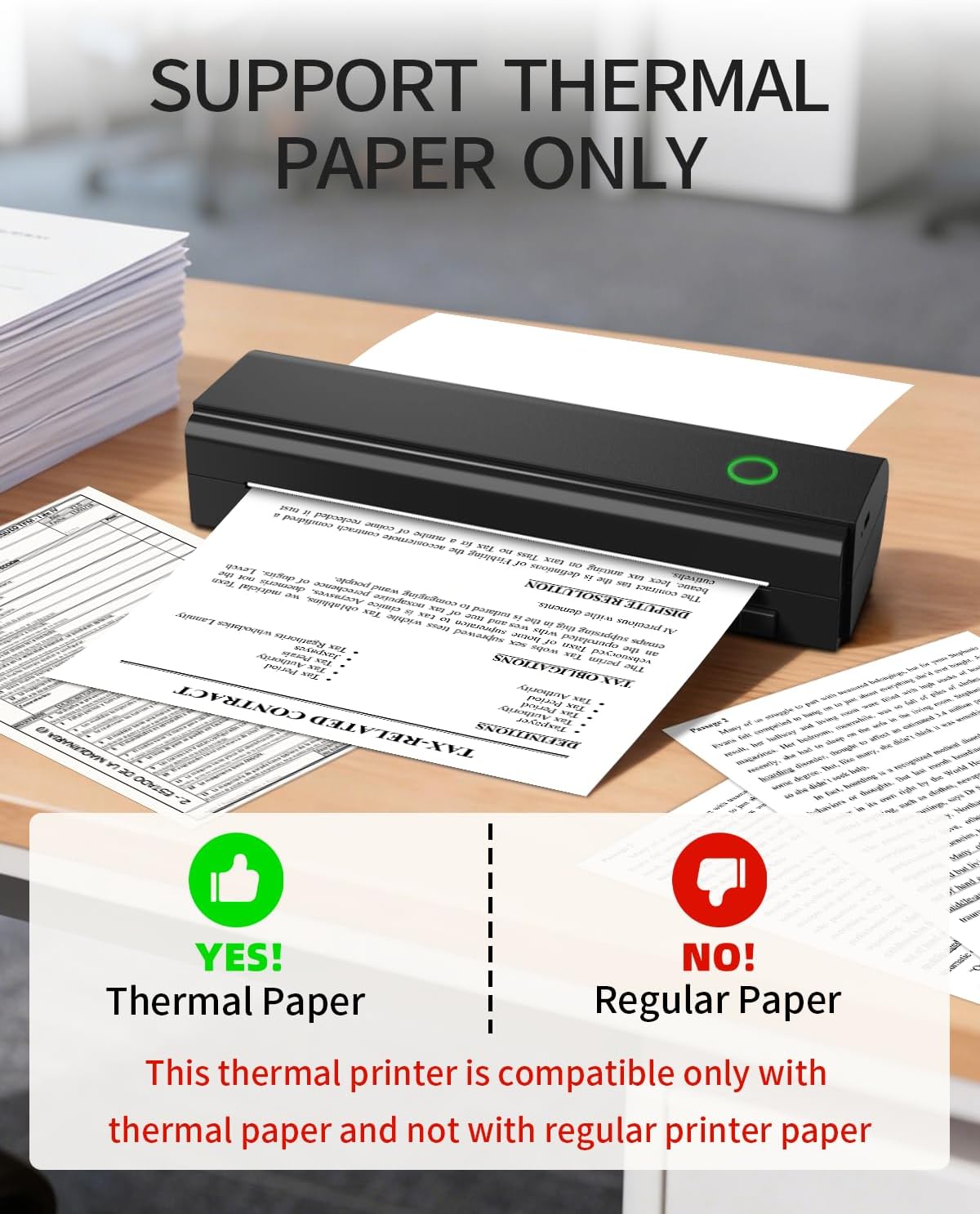 Portable Printers Wireless for Travel, N80 Wireless Thermal Printer Bluetooth Inkless Printer Support 8.5" X 11" US Letter & A4, Compatible with iOS, Android, Laptop