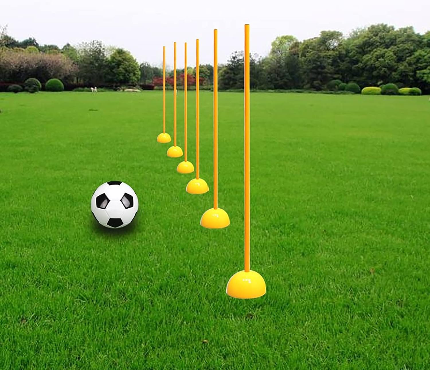 Soccer Agility Training Poles Football Sign Pole Water Injection Obstacle Marker Rod for Athletics Bounce Dribbling and Coordination 6pcs,Yellow,1.5m
