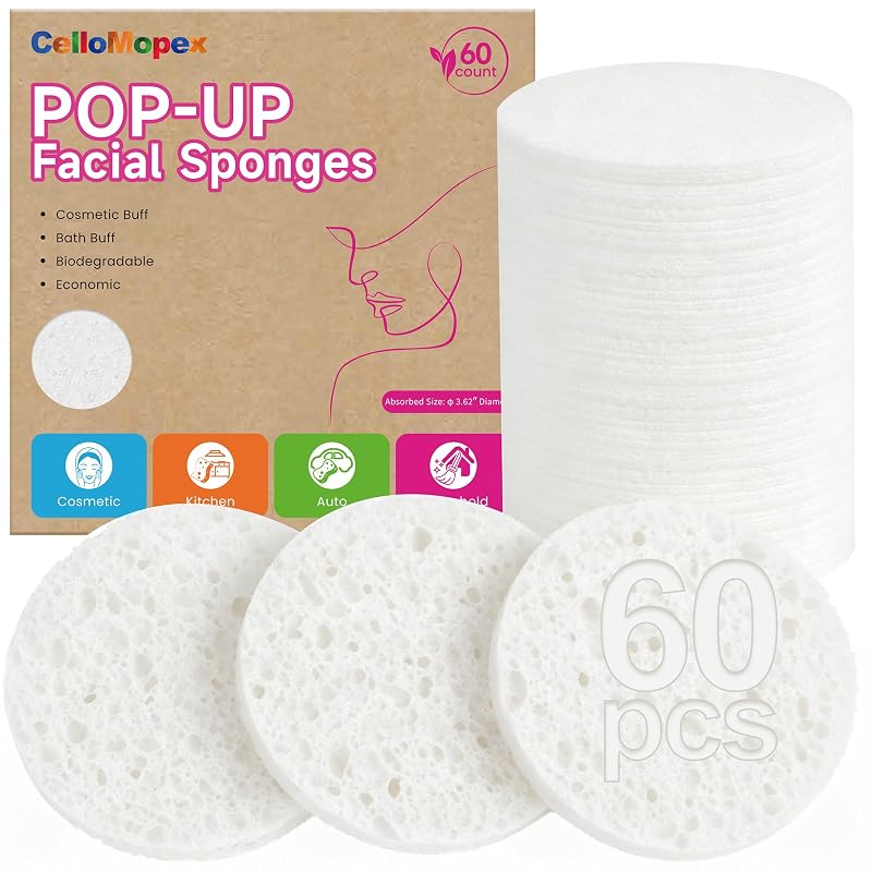 Esponjas faciais comprimidas grandes CelloMopex, 60 unidades
