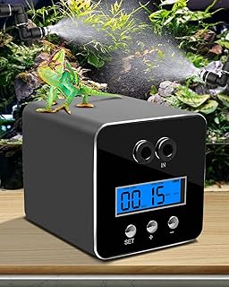 Reptile Humidifiers, Reptile Fogger with Timing Mode, Reptile Misting System with LCD Display and Two 360° Adjustable Spray Nozzles, Aluminum Reptile Mister System for Plants Reptiles Amphibians