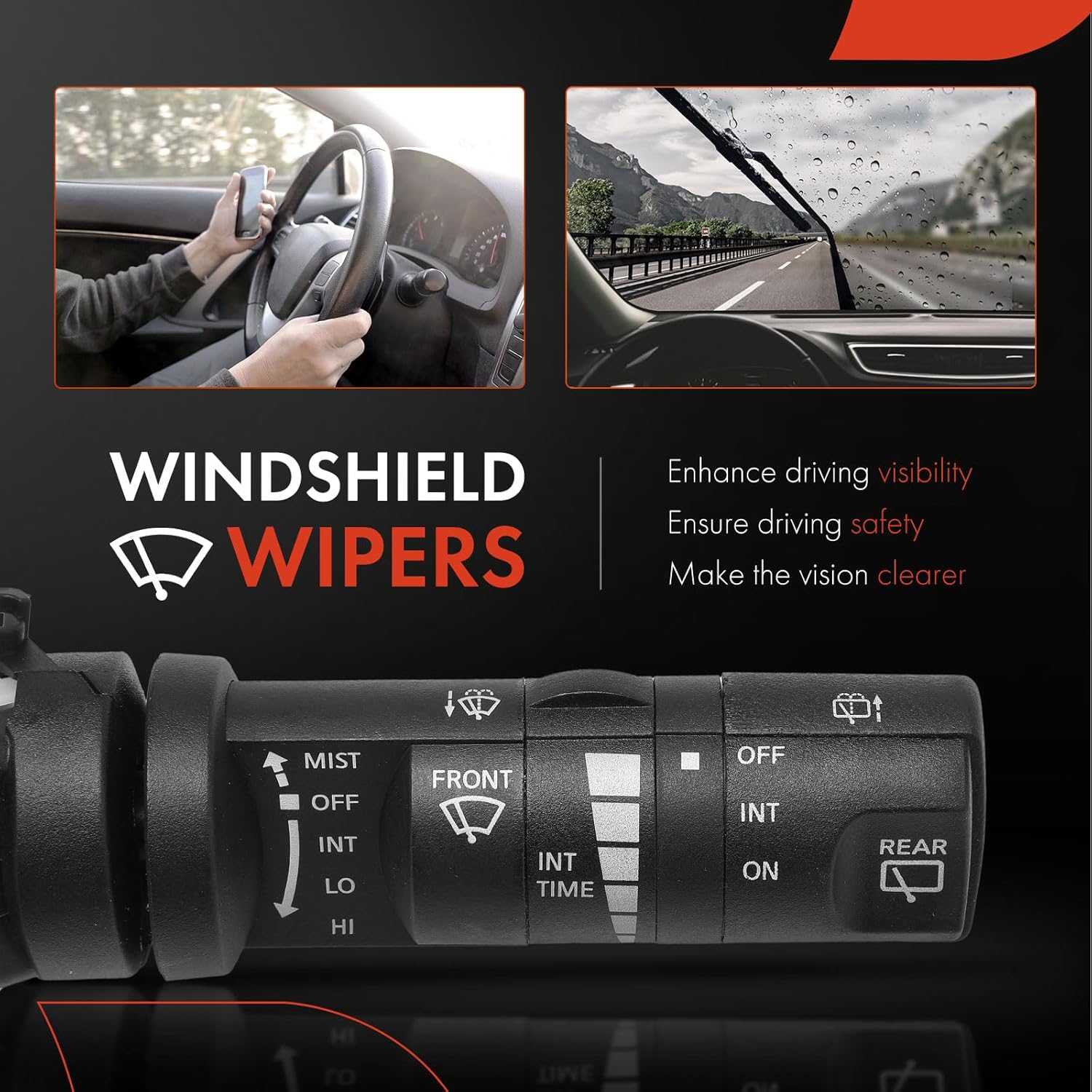 A-Premium Front Rear Windshield Wiper Washer Switch Lever Compatible with Nissan Pathfinder 2007-2012, Xterra 2008-2015