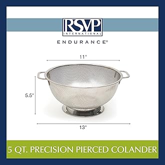 RSVP Endurance Precision Pierced Stainless Steel 5-Quart Colander