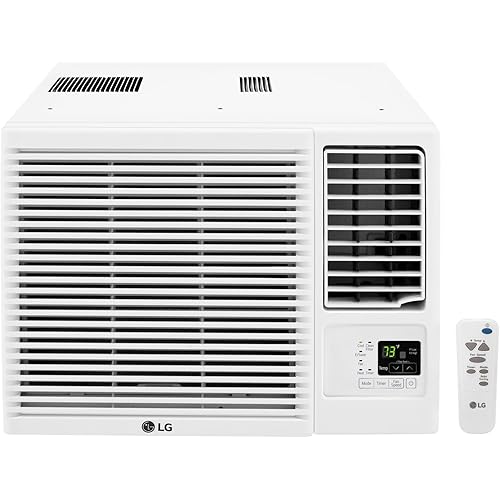 LG 18,000 BTU Window Air Conditioner with Heat, 230/208V, Cools 1,000 Sq.Ft. for Bedroom, Living Room, Basement, Apartment, with Remote, 2 Speeds, 24-Hour Timer, White