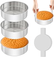 Vista 1 de 6 Inch Cake Pan - 3PCS Stainless Steel Smash Cake Baking Pans Tins with 100 PCS Parchment Paper, Round Bakeware for Party Birthday Wedding, Mirror