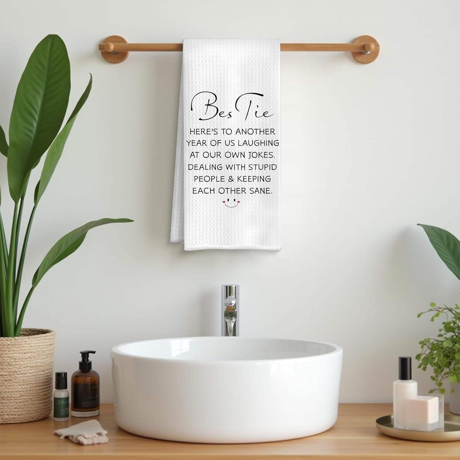 Bestie Gifts Kitchen Towels, Gifts for Best Friends Women Dish Tea Towels, Long Distance Friendship Gift Decorative Hand Towel for Bathroom Kitchen, 16x24 Inch - Image 2