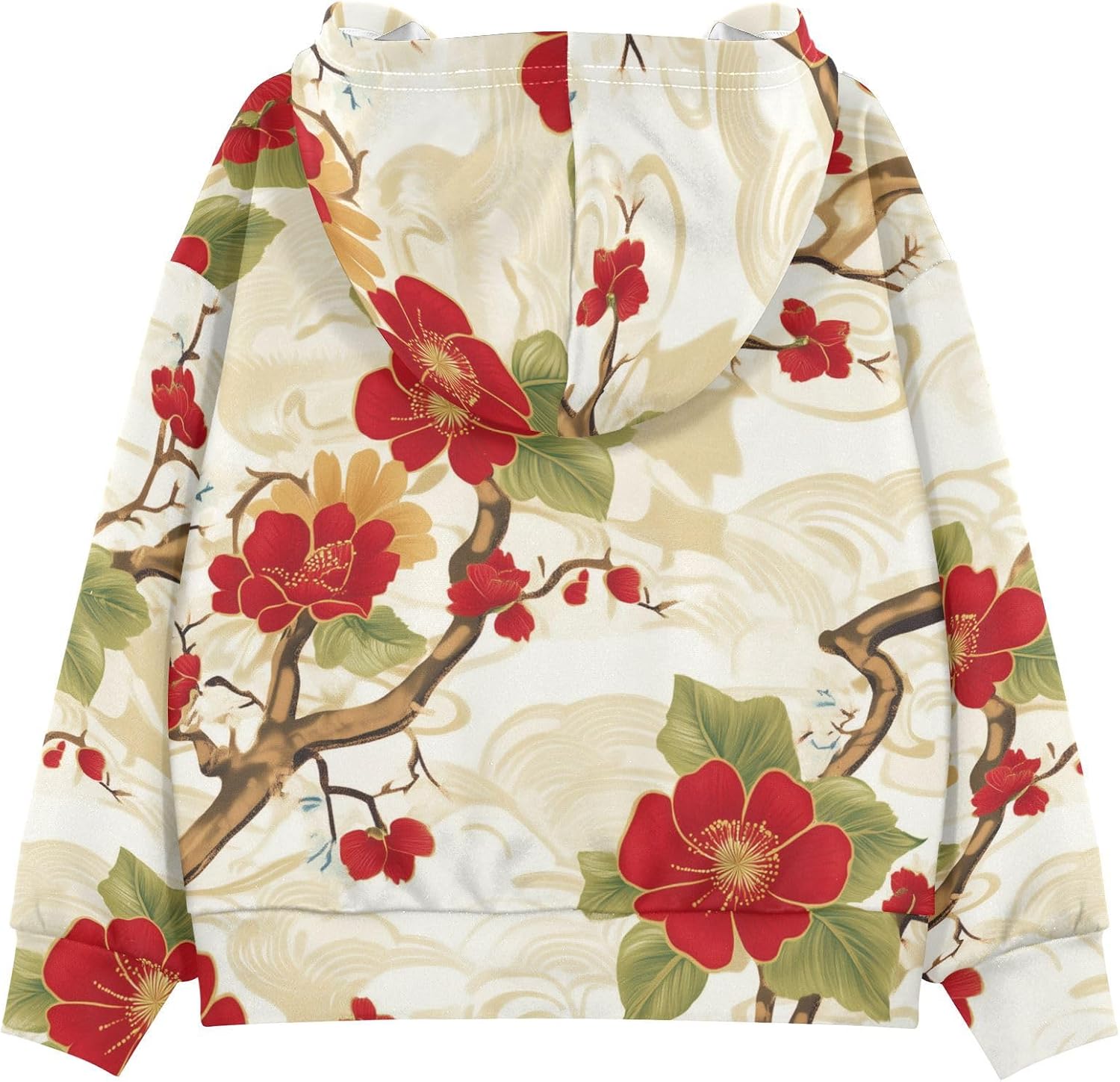 ZZXXB Plum Tree Print Kids Sweatshirts Boys Girls Hooded Kangaroo Pocket Pullover Tops XS-XXL