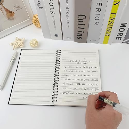 Miniatura 4 de Paquete de 2 (60 hojascuaderno) cuaderno con espiral de tapa dura con rayas universitarias color negro, bloc de notas y cuaderno de bocetos para