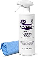 FOLEX Instant Carpet Spot Remover 32oz - Fast Stain Removal for Pet Accidents, Wine, Grease on Carpets, Rugs & Upholstery + Reusable Cloth