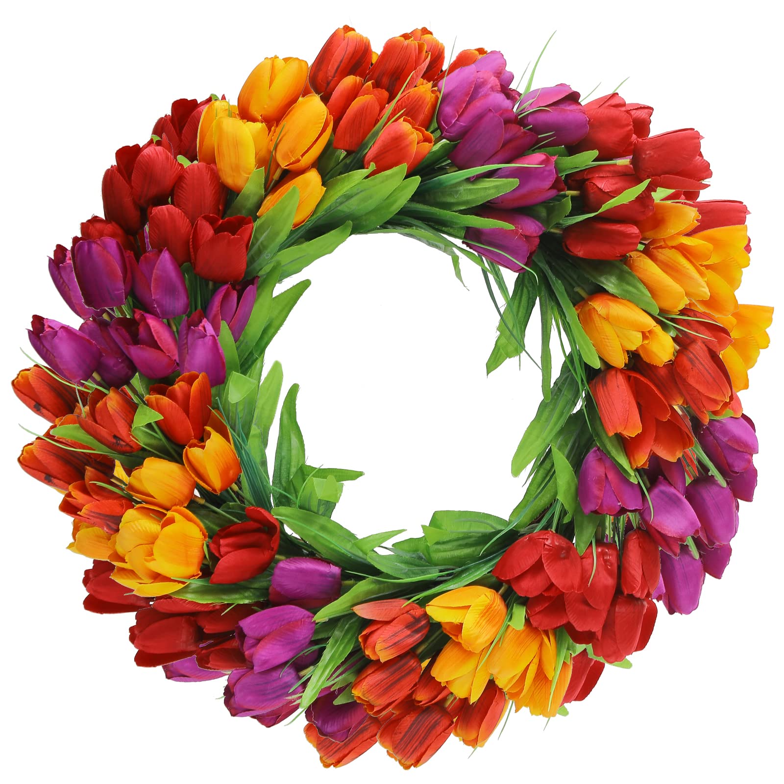 Couronne de tulipes en soie durable 50cm fleurs artificielles toutes saisons