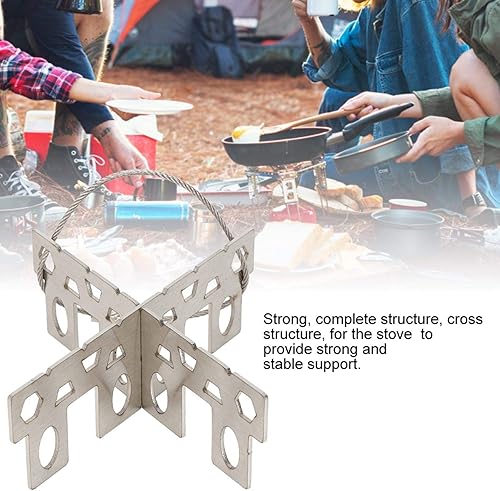 Miniatura 2 de Soporte cruzado para estufa de alcohol, mini estante portátil de acero inoxidable para acampar, senderismo, picnic
